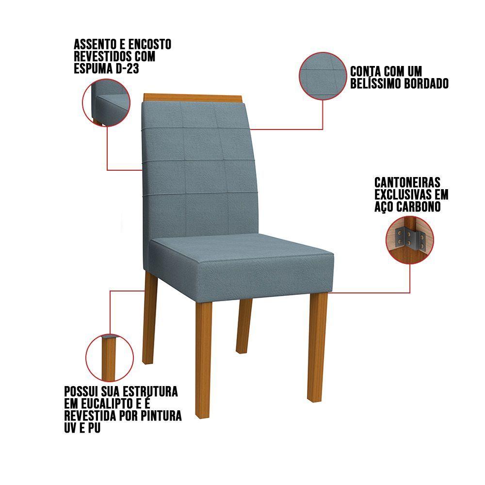 Kit 06 Cadeiras de Jantar Aline Animalle Azul Wd26 - D'rossi