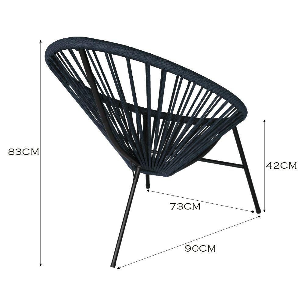 Miniatura Cadeira Acapulco Em Aço Carbono E Corda Náutica Azul