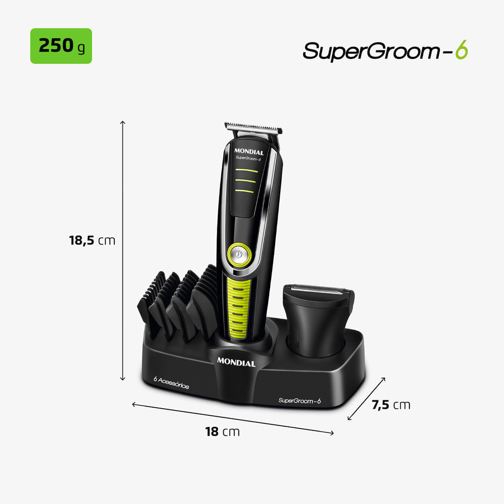 Aparador de Pelos Super Groom 06 Mondial BG-04 BODY GROOM-BIV-PRETO