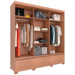 Guarda-Roupa Bartira Monza com 3 Portas de Correr e 3 Gavetas - 199,8cm de largura Avelã e Capuccino