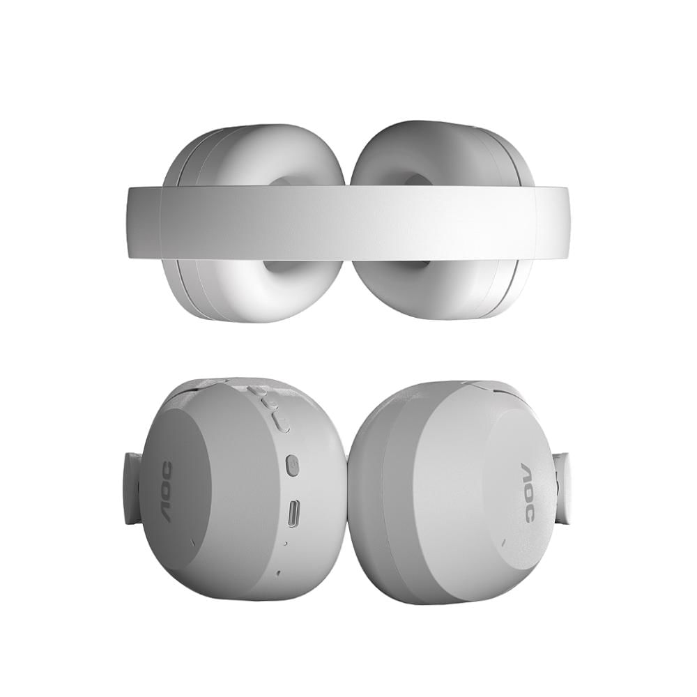 Miniatura Headphone Bluetooth Wireless com Cancelamento de Ruído ANC - Branco - AOC