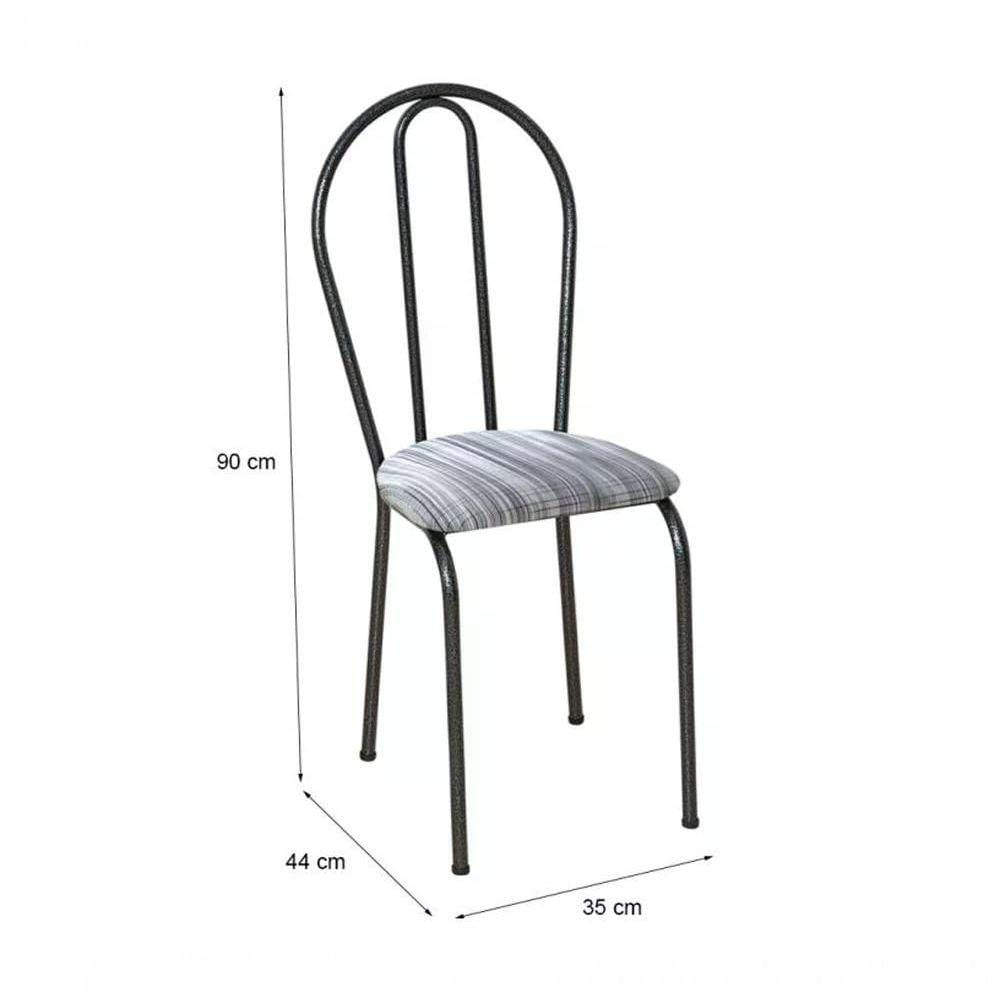 Miniatura Cadeira Tubular Cromo Preto 004 Assento Linho Linho