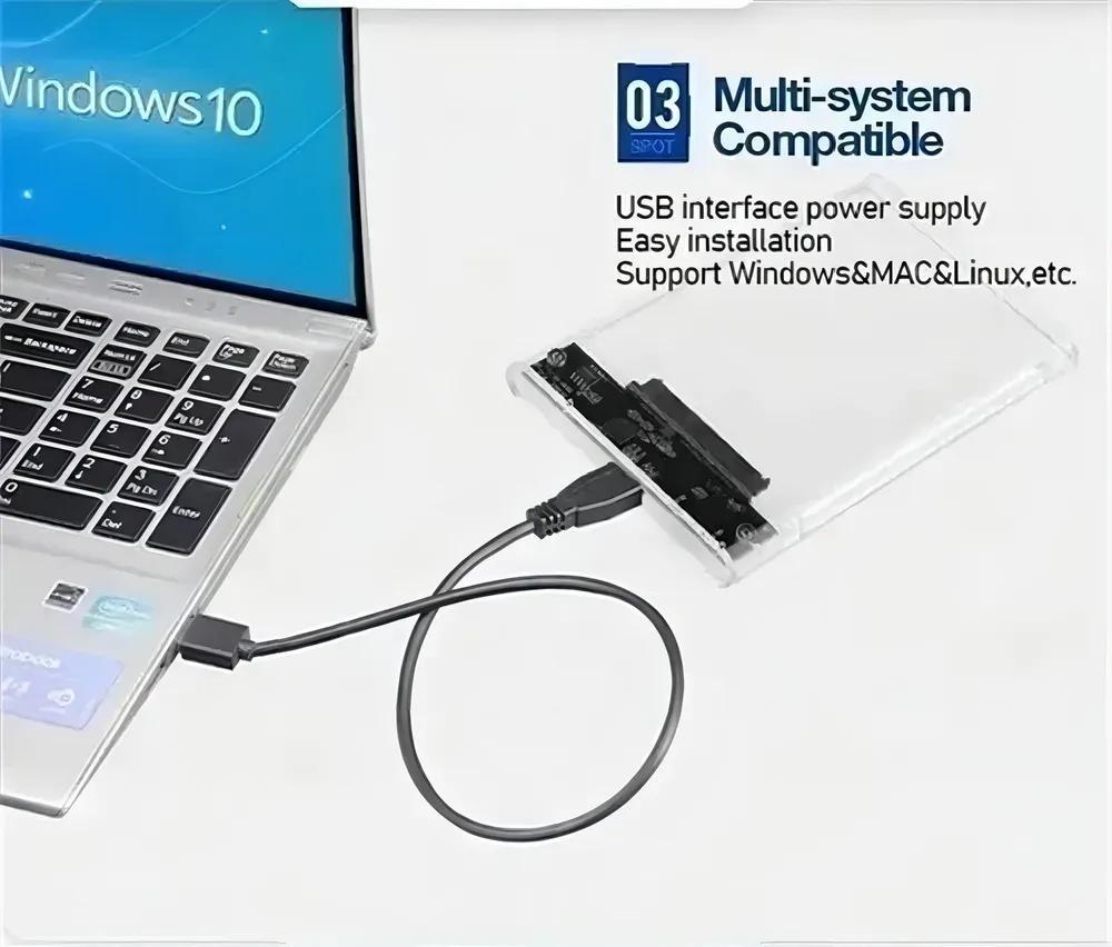 Case Hd Externo 2.5 Sata Usb 3.0 Transparente Rápido