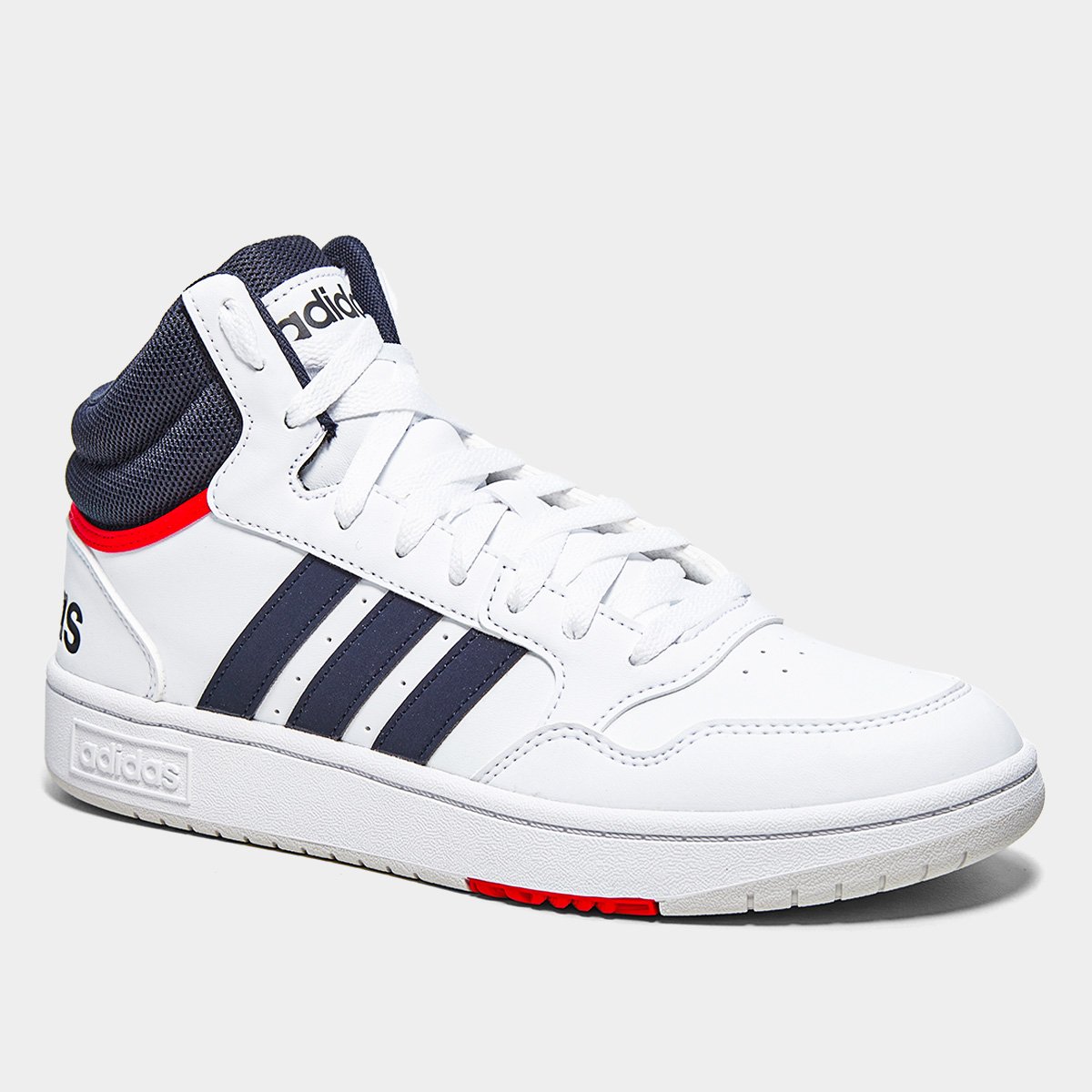 Miniatura Tênis Adidas Hoops 3.0 Mid Masculino Branco+Marinho - 35