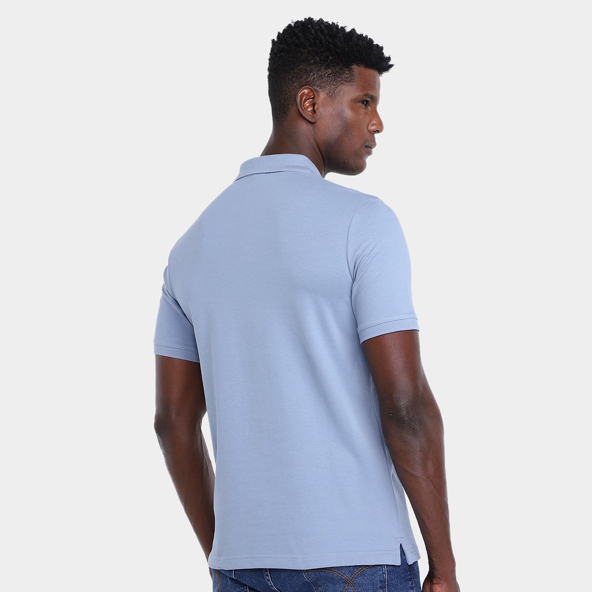 Miniatura Camisa Polo Calvin Klein Slim Em Piquet Masculina Azul Claro - G