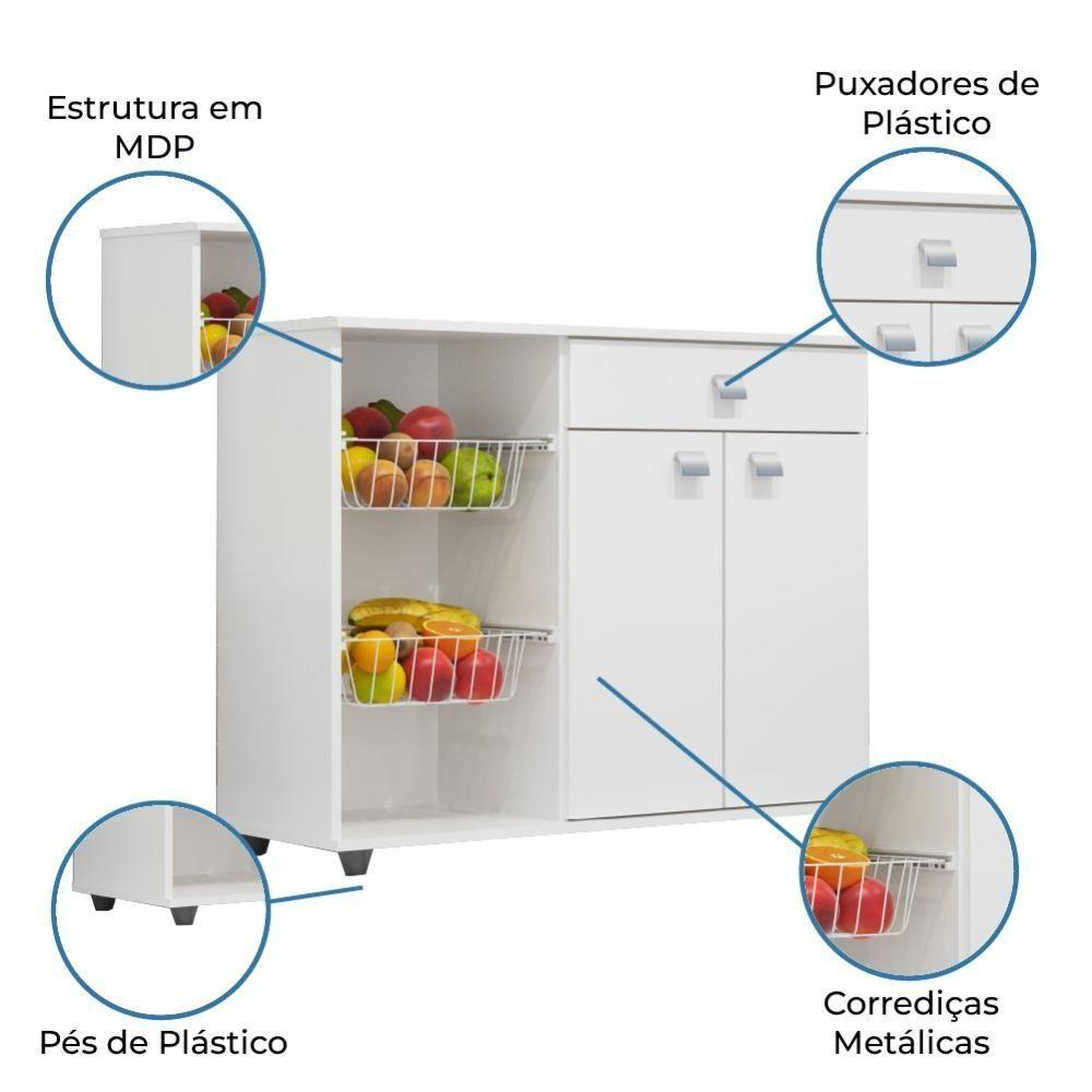 Miniatura Armário Balcão Com Fruteira Renata 2 Portas 1 Gaveta Branco