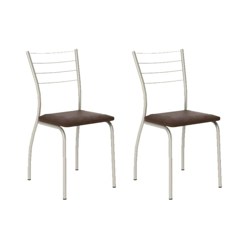 Miniatura Kit 2 Cadeiras 1700 Prata Assento Courano Cacau