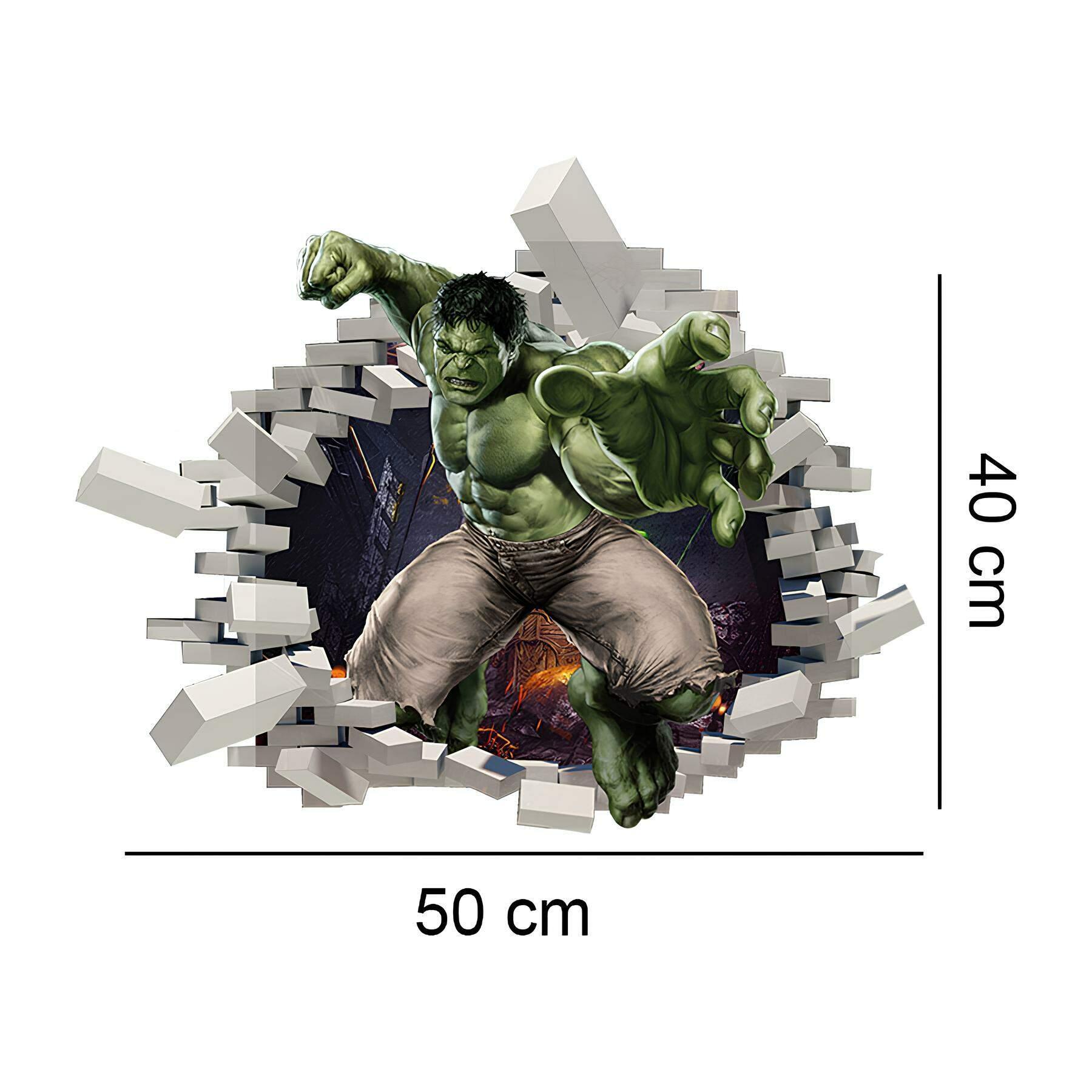 Miniatura Adesivo De Parede Buraco Falso Hulk Mod03