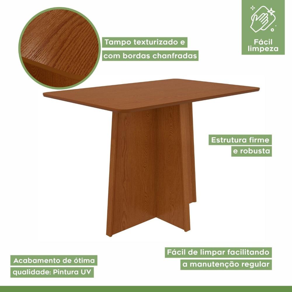 Conjunto Mesa 120cm Celebrare Tampo Mdf no Glass e 4 Cadeiras Celina Frassino/ Creme