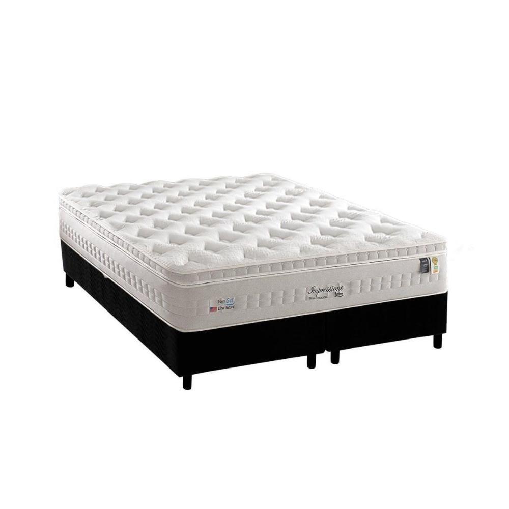 Miniatura Cama Box Queen: Colchão Molas Masterpocket Ensacadas Anjos Impressione + Base Black(158X198)