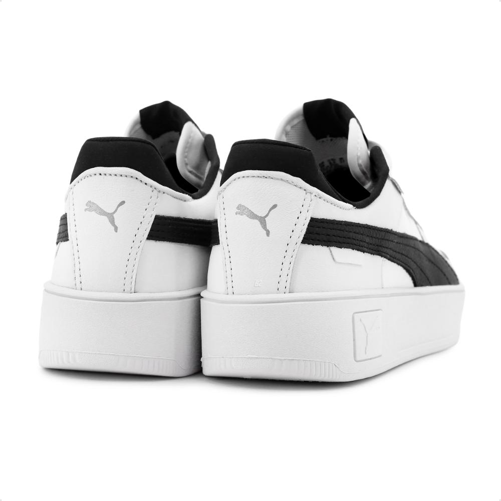Miniatura Tênis Puma Carina Street BDP Feminino + 3 Pares de Meias Branco / Preto - 36