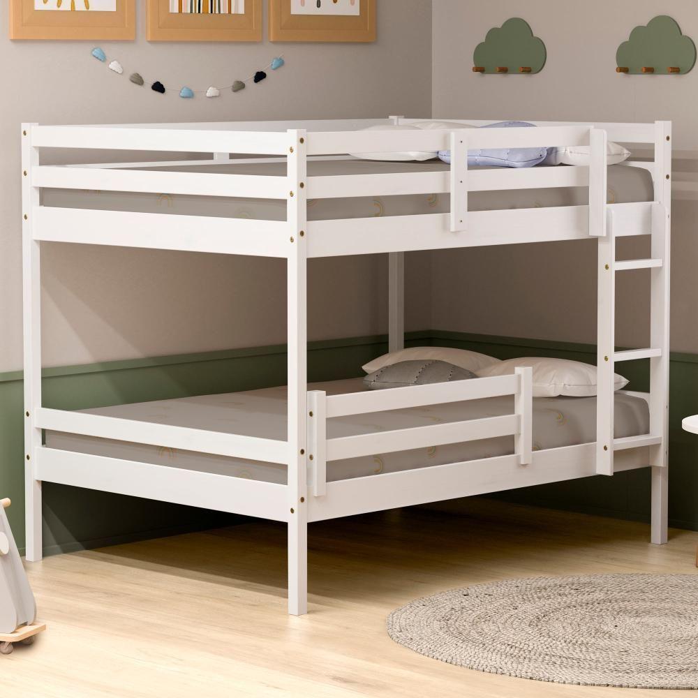 Miniatura Beliche Casal Casal Slim Com Grade De Proteção Madeira Maciça Branco Housin
