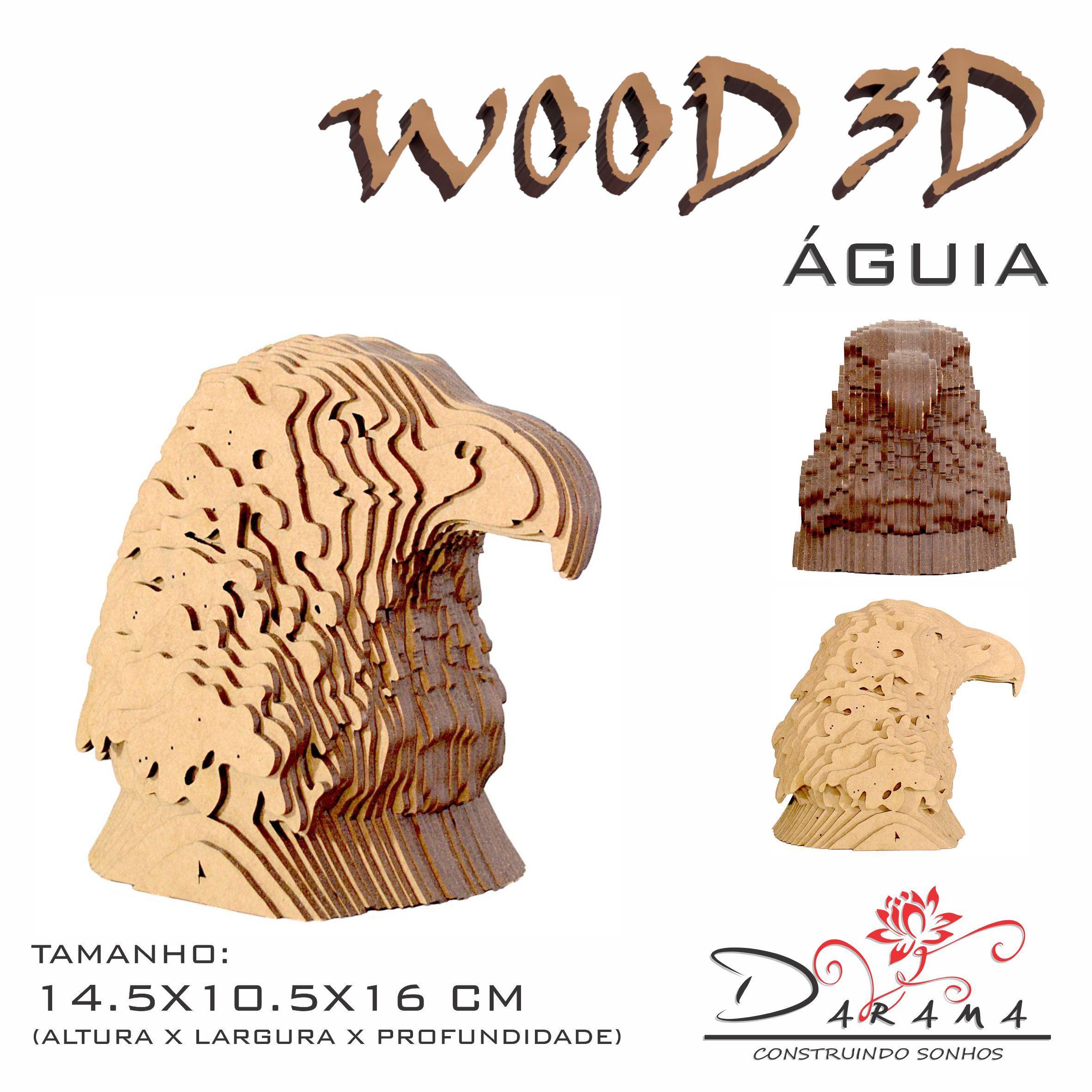 Miniatura Quebra Cabeças 3D Cabeça Águia Decoração Ornamento Enfeite