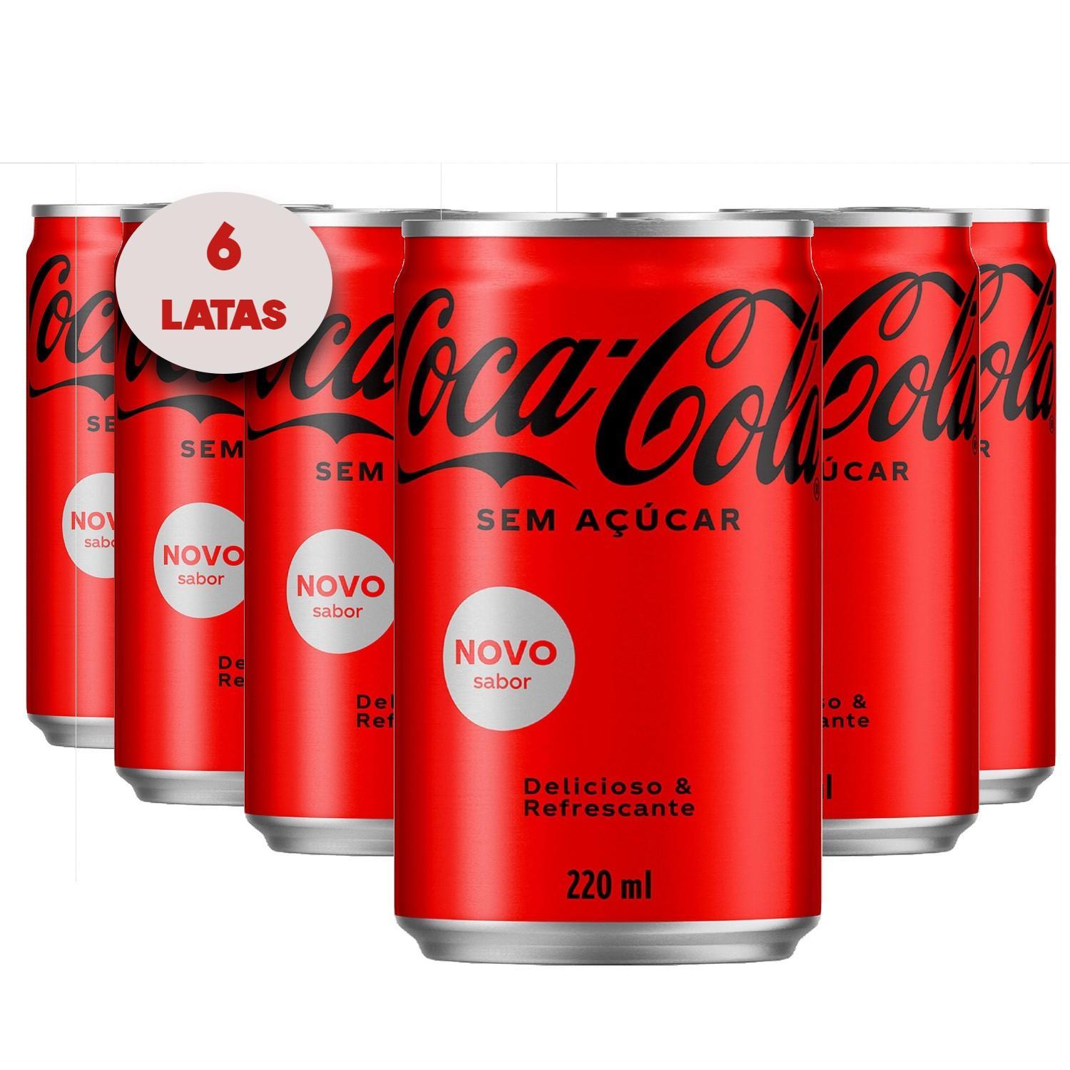 Miniatura Refrigerante Coca Cola Sem Açucar Lata 220Ml ( 6 Latas )