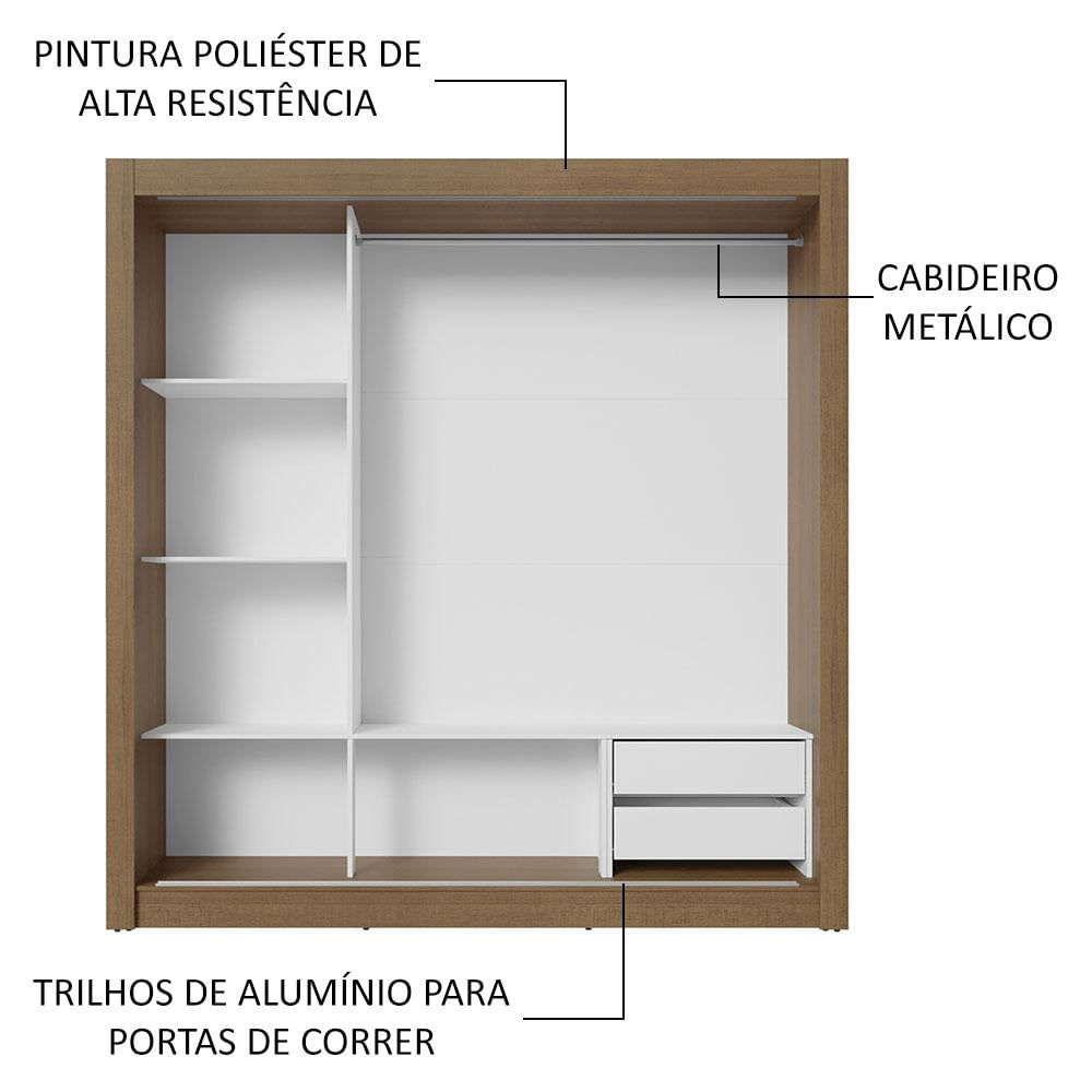 Guarda-Roupa Casal 3 Portas de Correr Rustic/Preto Sublime Madesa Rustic/Preto