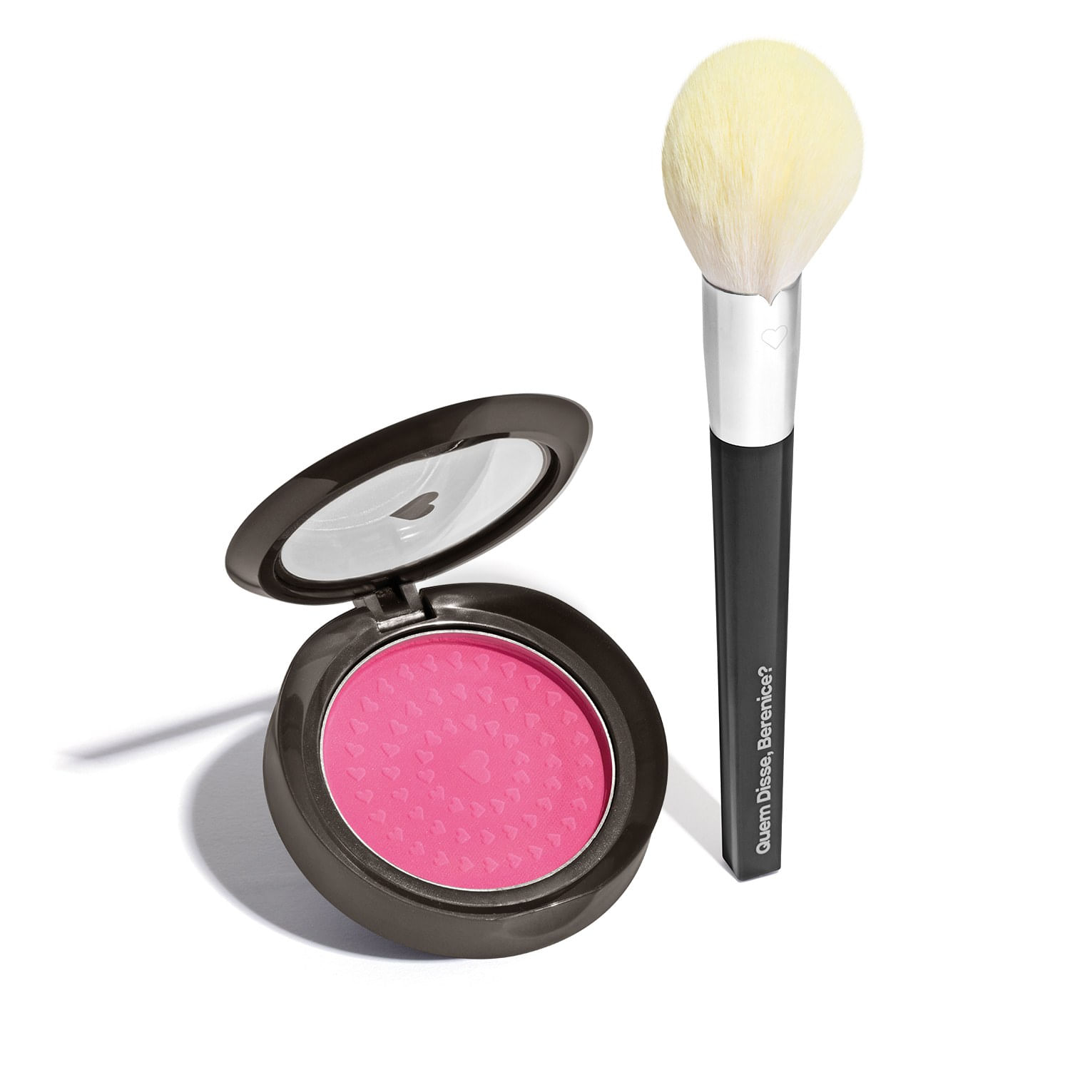 Miniatura Combo Blush Compacto Rosa Rosadinlex 2g + Pincel Para Pó e Blush