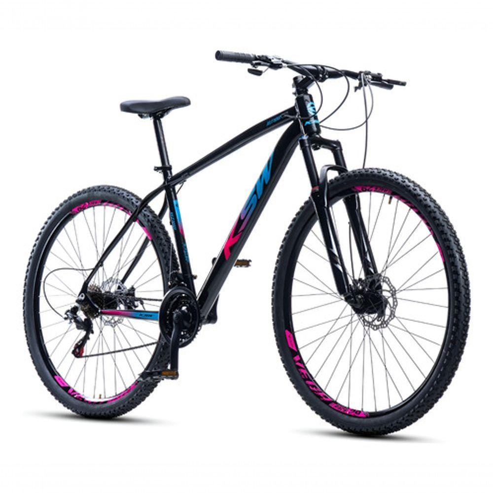 Miniatura Bicicleta Ksw Aro 29 21 Velocidades Freio A Disco Mecânico Alumínio Preto/rosa/azul 21
