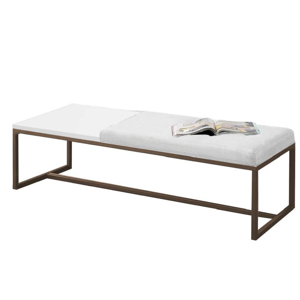 Miniatura Calçadeira Recamier Londres 195cm Marrom Sintético Branco Mdf Branco - Ahazzo Móveis