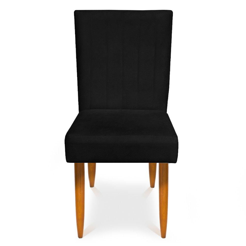 Miniatura Kit 2 Cadeiras De Jantar Acapulco Suede Preto Pés Palito Castanho - Pallazio