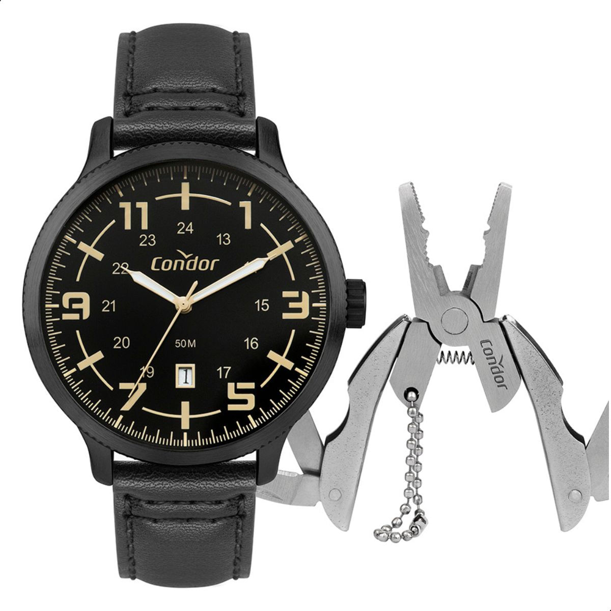 Miniatura Relógio Masculino Condor Analógico Preto CO2115MYU/K5P + Kit
