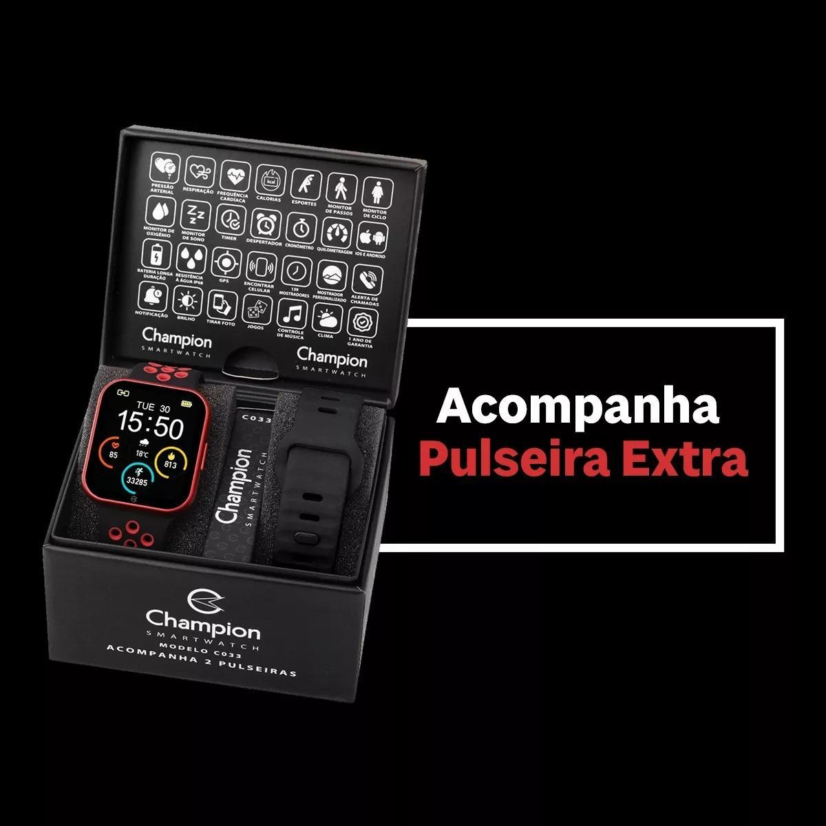 Miniatura Relogio Champion Smart C033 Prova D Agua + Pulseira Extra