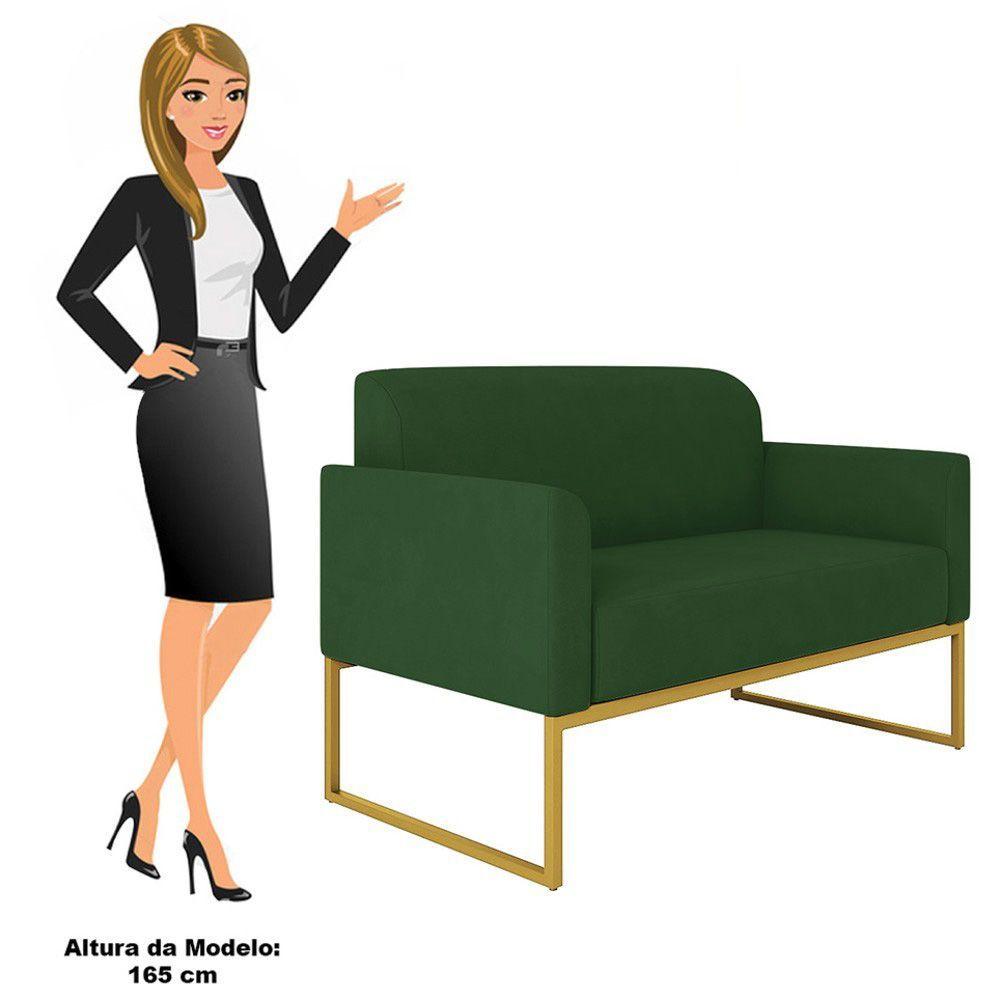 Miniatura Poltrona Namoradeira 2 Lugares Dourada S23 Suede Verde
