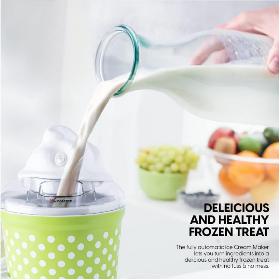 Miniatura Máquina de Sorvete Manual Capacidade 1,5L, 110V 15W, Euro Cuisine, Verde