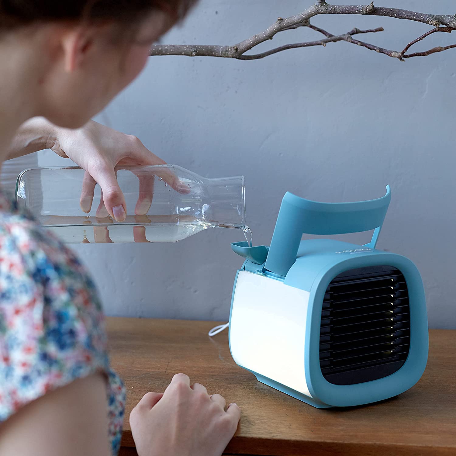 Evapolar Climatizador Portátil de Mesa Capacidade 2L 3 Velocidades Azul