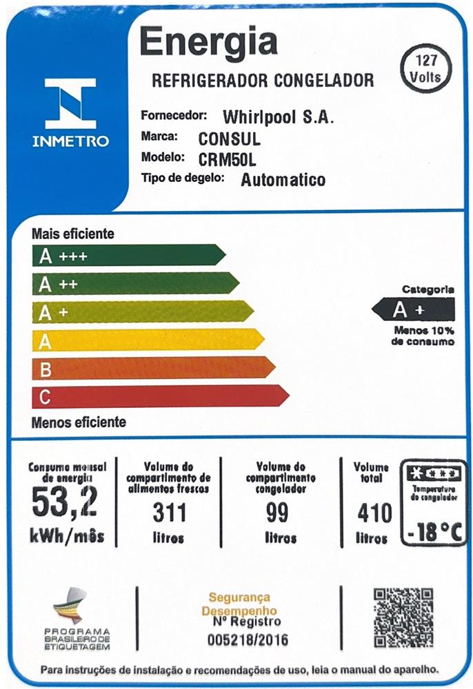 Geladeira frost free duplex Consul branca 410 litros - CRM50LB 110V
