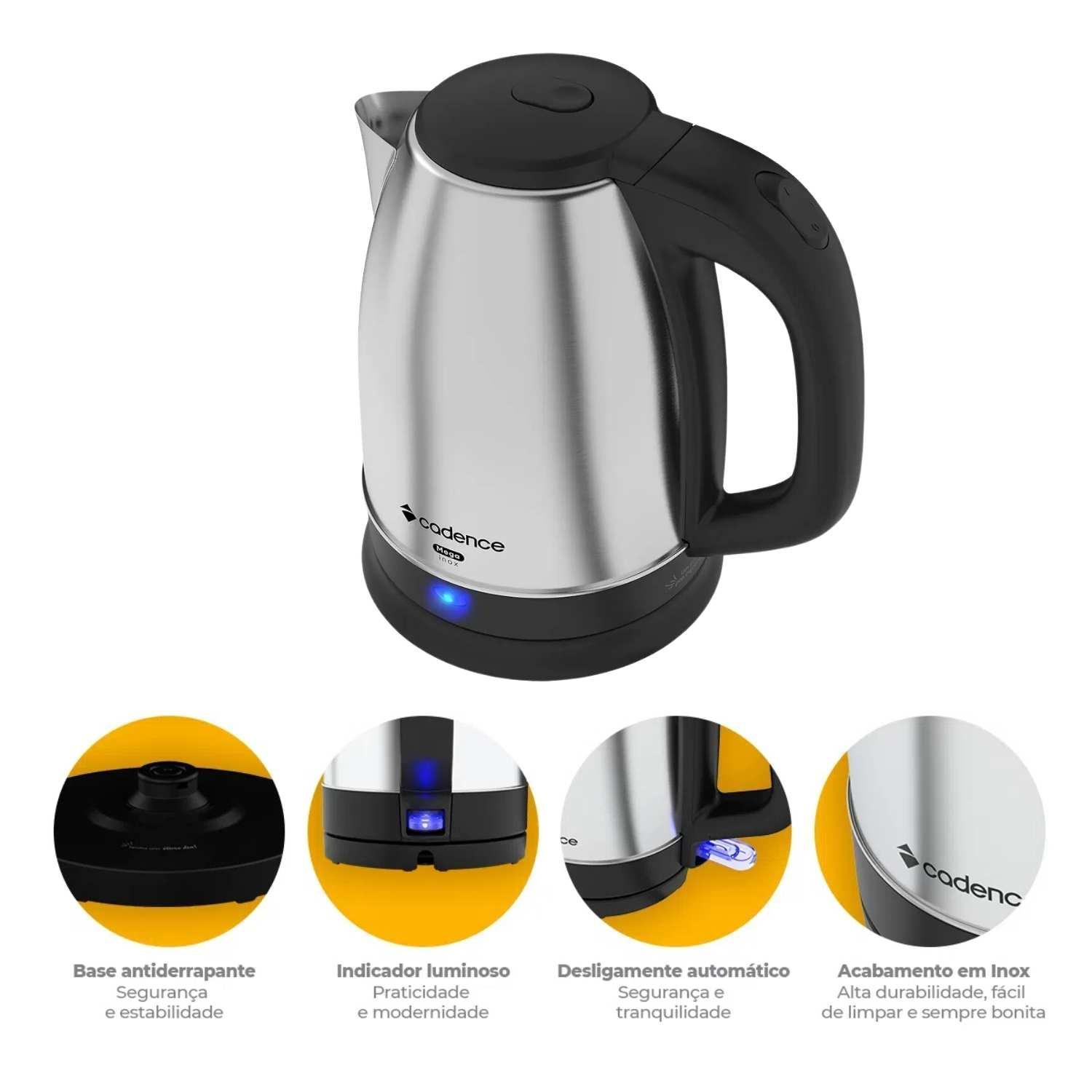 Miniatura Chaleira Elétrica Automática Inox 1,9L 110V/220V Água Café