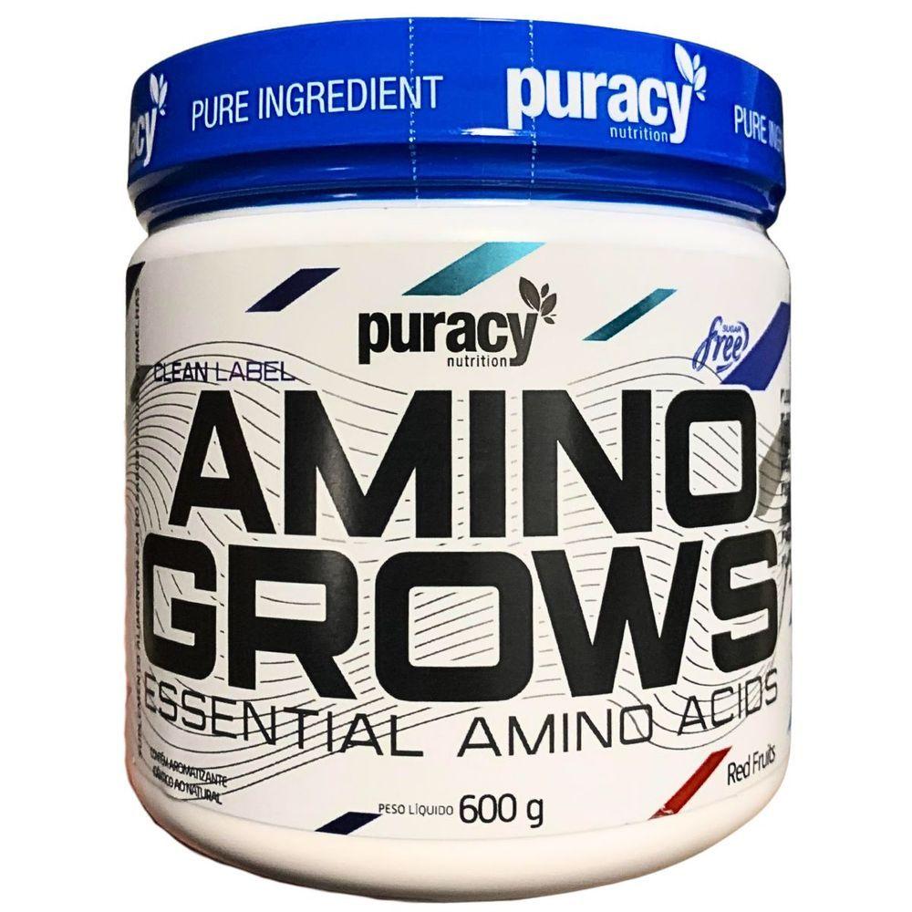 Miniatura Aminoácidos Essenciais Amino Grows Puracy Nutrition 500g Sabor Frutas Vermelhas