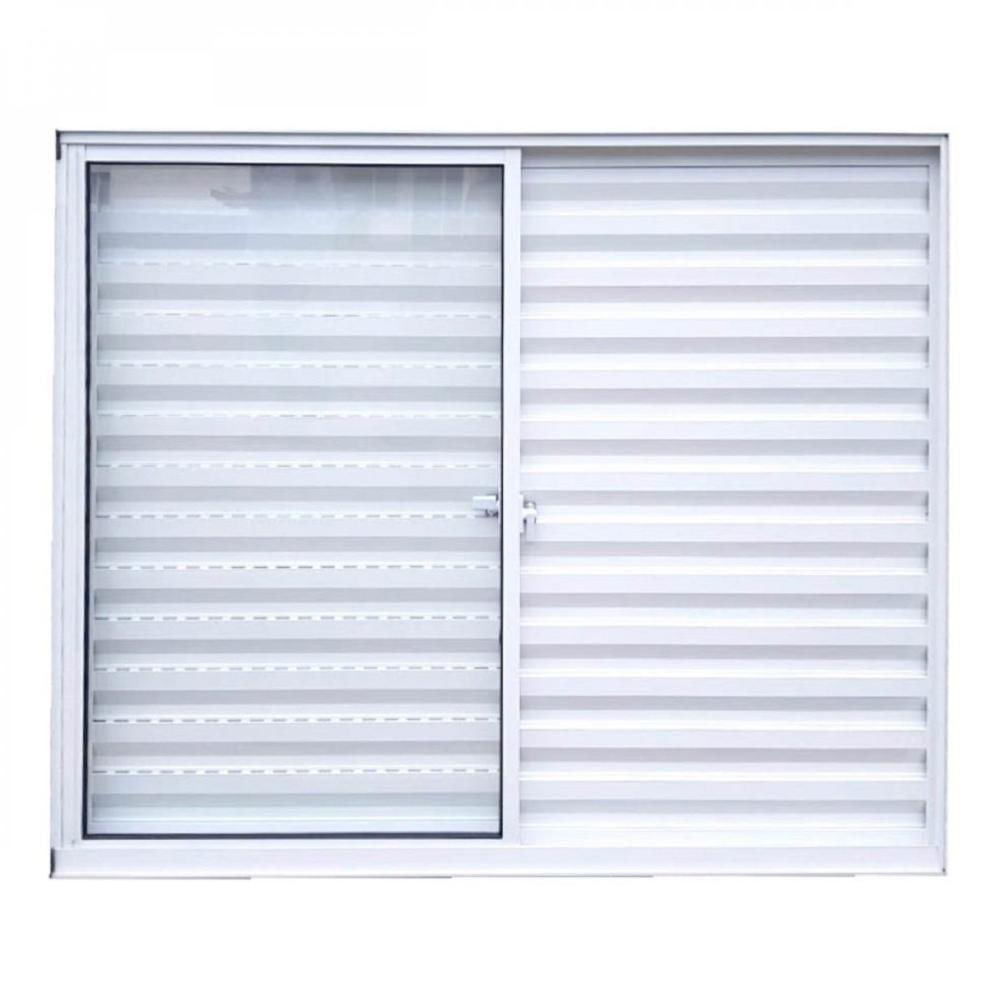 Miniatura Janela de Aluminio Veneziana 6 folhas com vidro Liso 100x120 MGM Branco