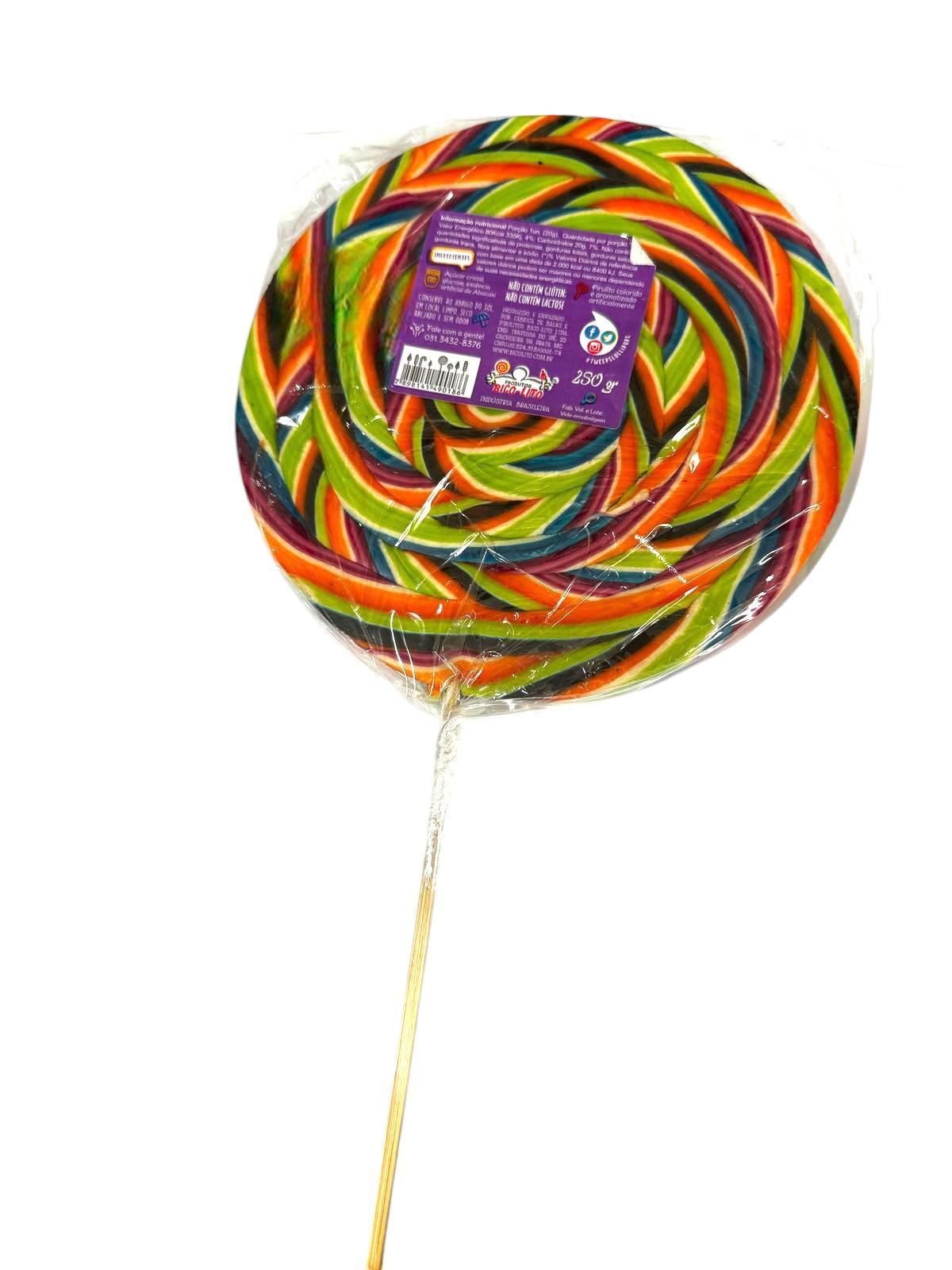 Kit 2 Pirulitos Gigantes 250 Gr Psicodélicos 16Cm Coloridos