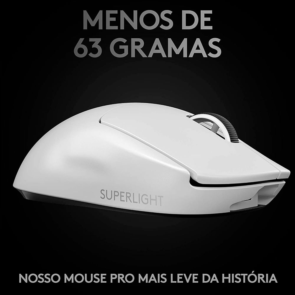 Mouse Gamer Sem Fio Logitech G Pro X Superlight USB Branco - 910-005941 Branco