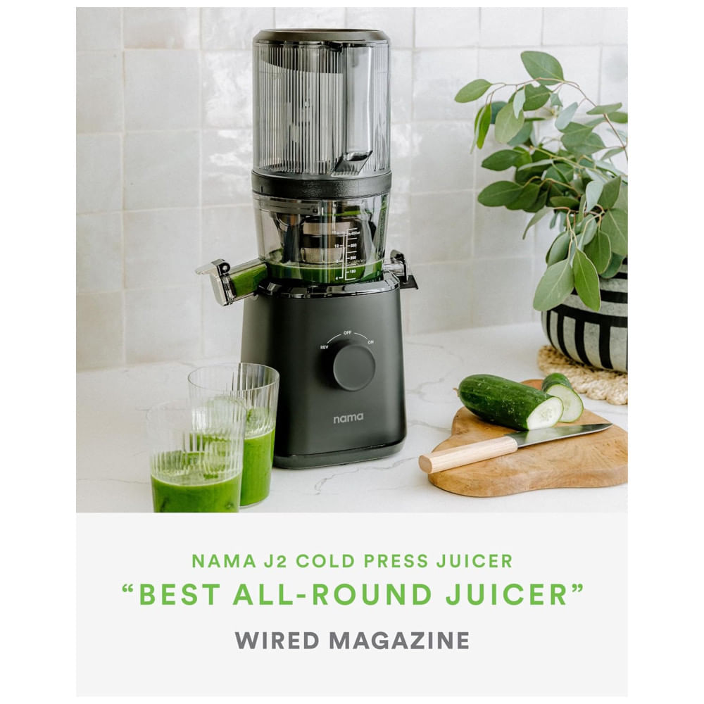 Miniatura Espremedor de Frutas Nama J2 com Alimentação Automática e Boca Ampla, Ideal para Receitas Inteiras e Menos Desperdício de Alimentos