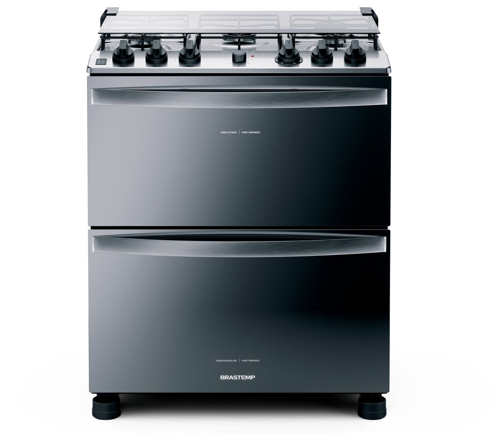 Miniatura Fogão Brastemp 5 Bocas Duplo Forno Cor Inox Com Botões Removíveis E Exclusivo Aro Protetor - BFD5NCR 110V