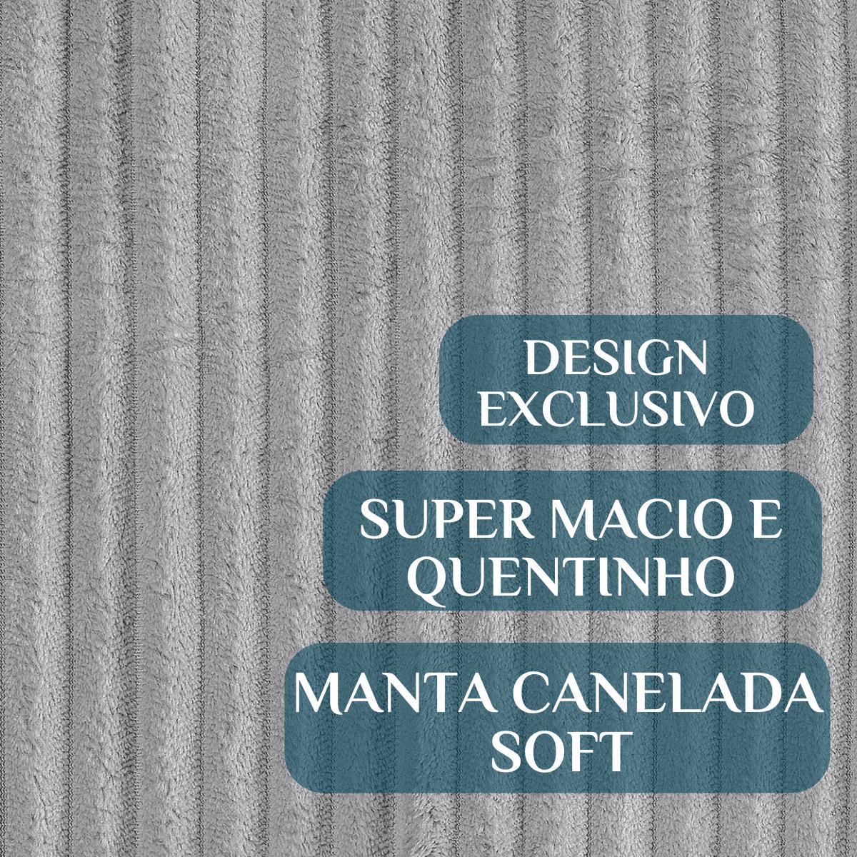 Miniatura Cobertor Casal Queen Grosso Layla Canelada Cinza