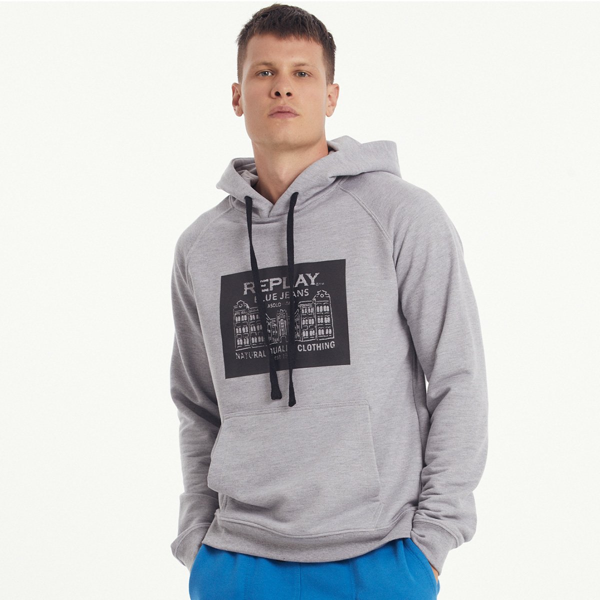 Miniatura Moletom Replay C/ Capuz Masculino Cinza - EGG