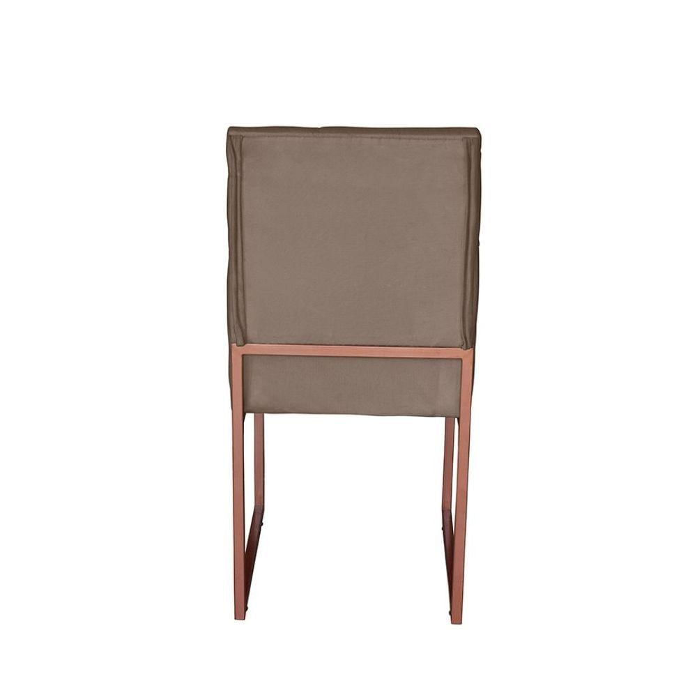 Miniatura Cadeira De Jantar Escritorio Industrial Malta Capitonê Ferro Bronze Suede Cappuccino