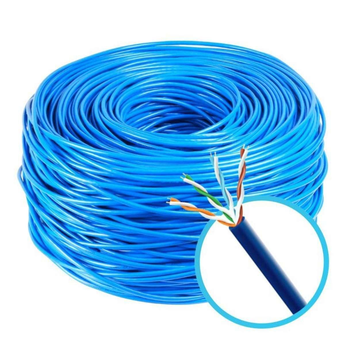 Miniatura 200 Metros Cabo De Rede E Cftv Cat5 Azul Internet E Cameras