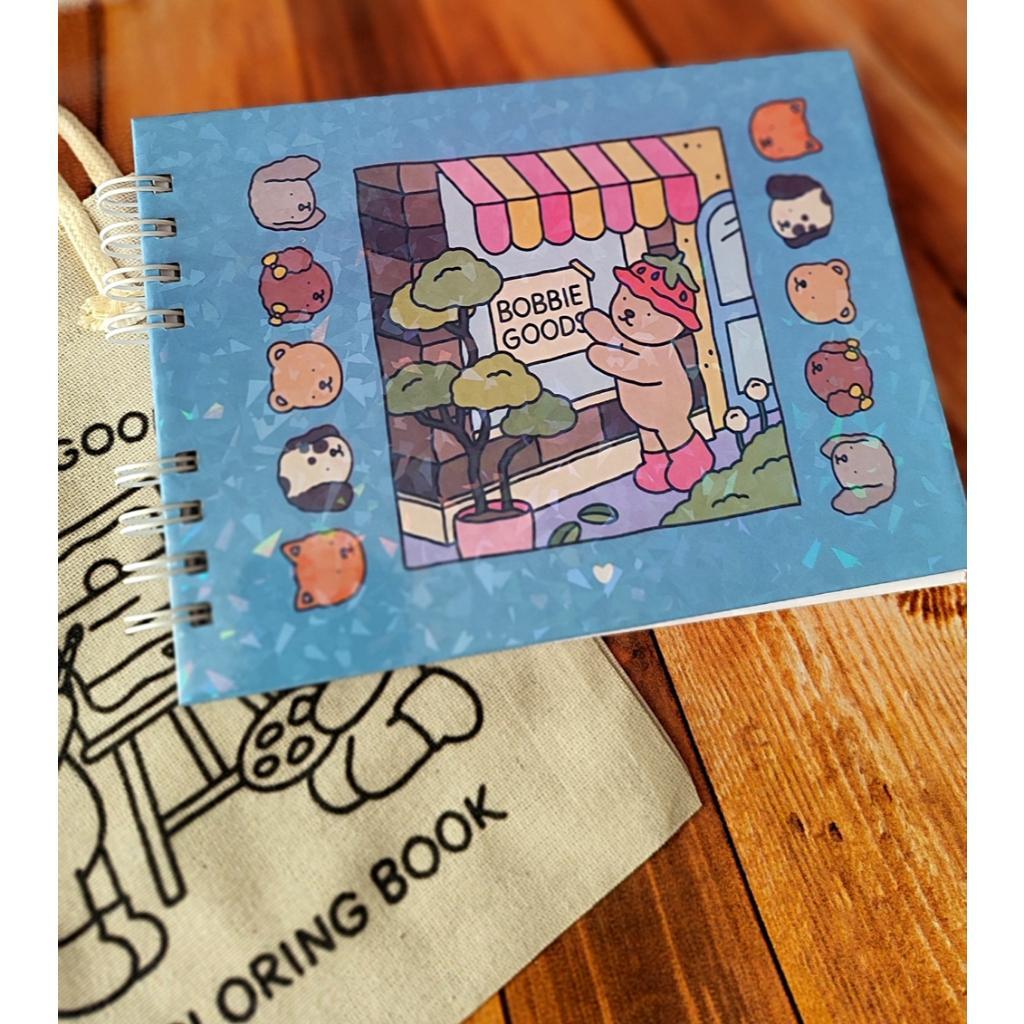 Miniatura Livro Azul Colorir Bobbie Goods 50 Folhas Capa Dura