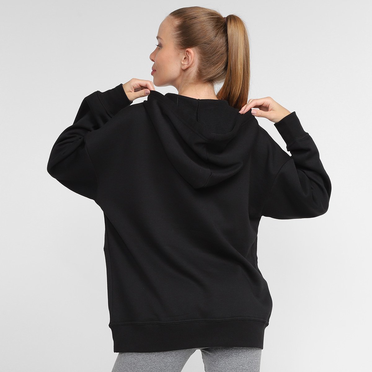 Miniatura Moletom Mizuno Big Logo Feminino Preto+Branco - G