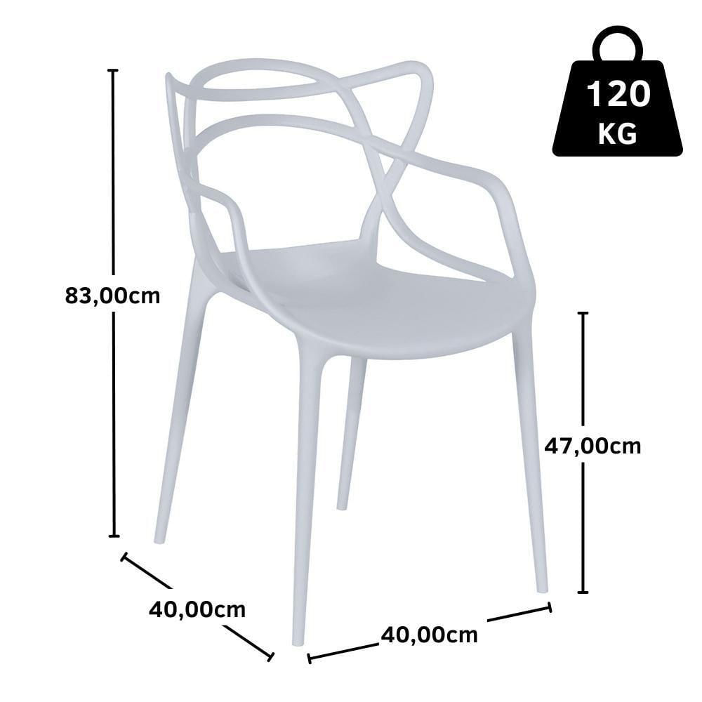 Miniatura Conjunto Mesa De Jantar Branca 100cm Com 2 Cadeiras - Cinza