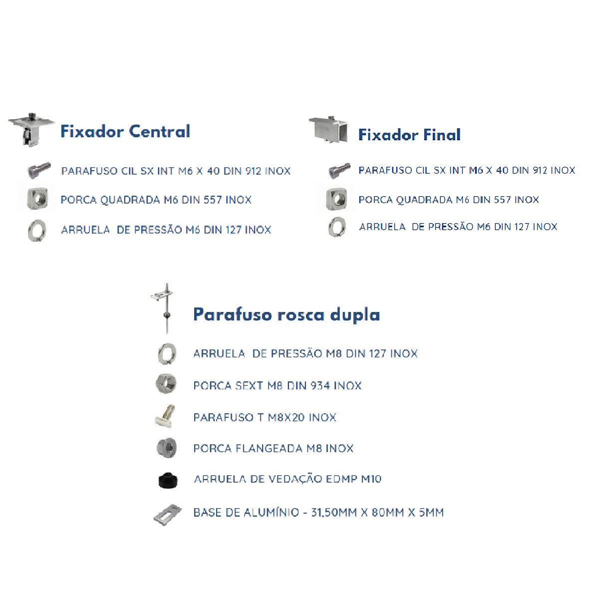 Kit Estrutura Suporte Fixador 02 Placas Solar Alumínio E