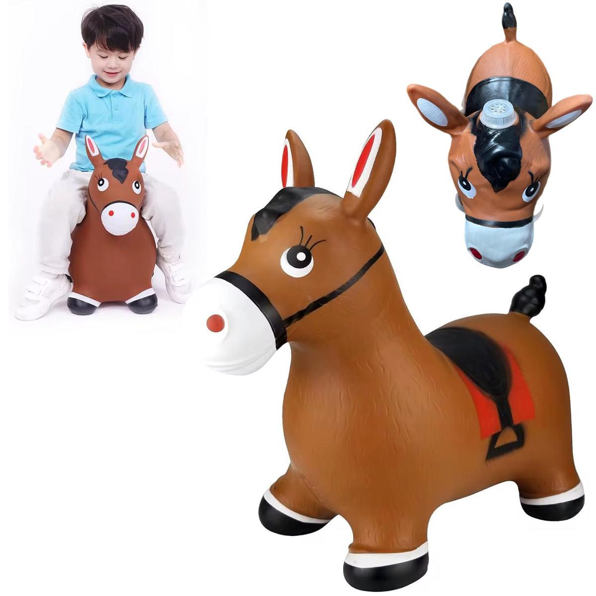 Miniatura Burrinho Cavalo De Borracha Upa Upa Pula Brinquedo Marrom