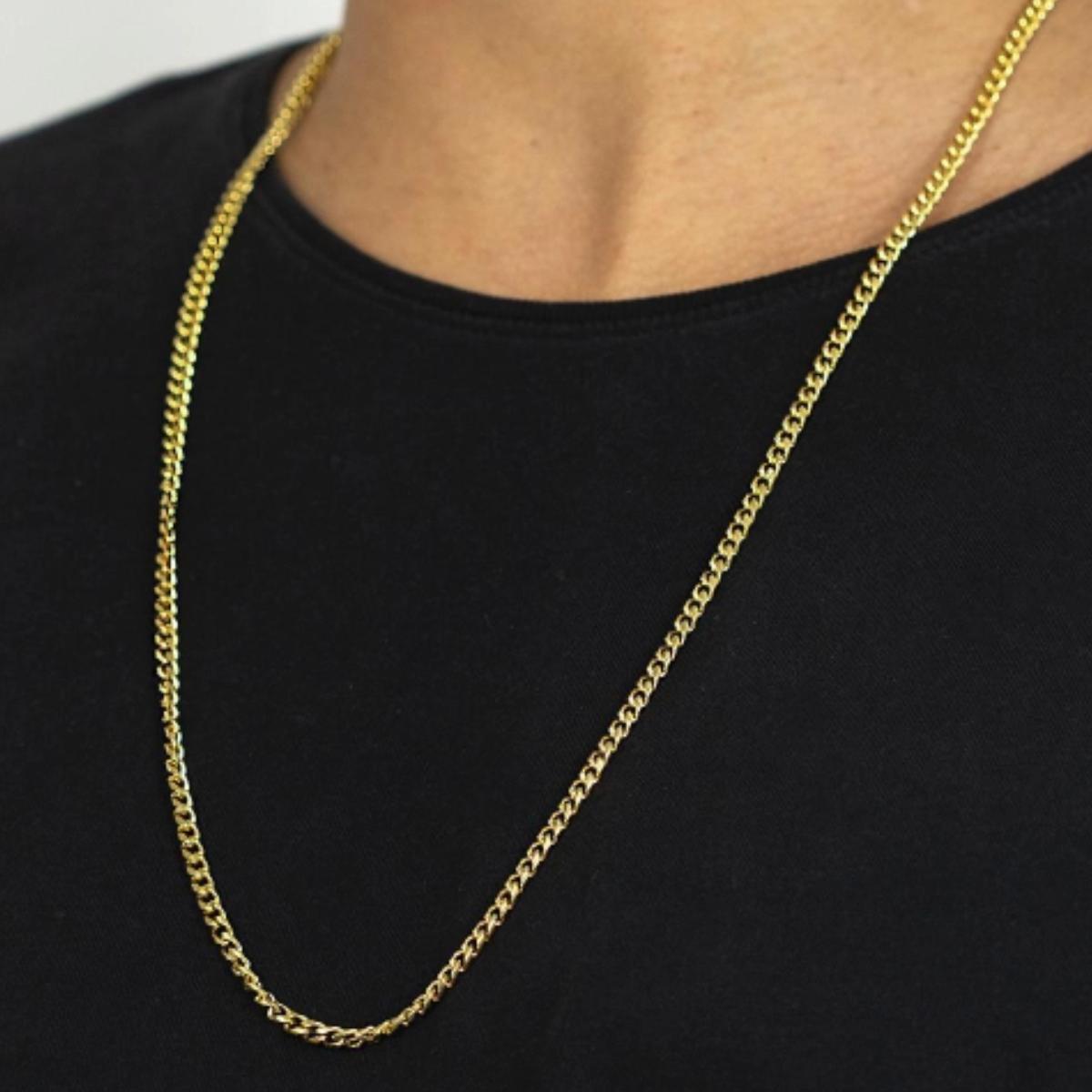 Miniatura Corrente Masculina Elo Grumet 1X1 Banhada A Ouro 18K 6Mm