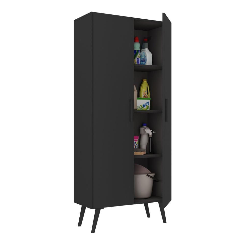 Miniatura Armário De Lavanderia Multiuso 2 Portas 68cm Retrô Urban Multimóveis Mp6038 Preto