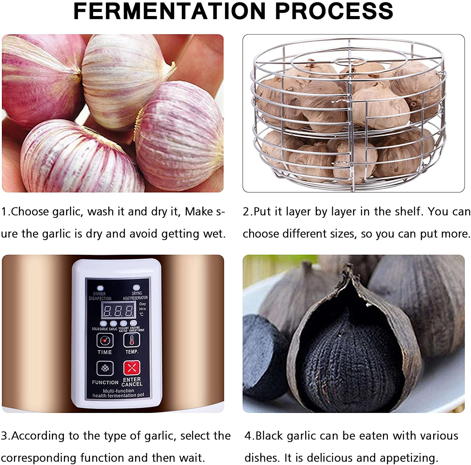 Miniatura Black Garlic Máquina Fermentadora Automática 6L para P roduzir Alho Negro 110V Dourada