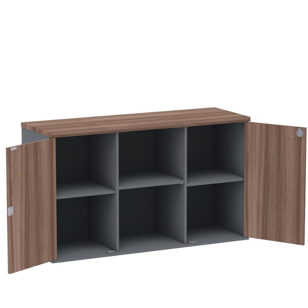 Miniatura Armário Baixo Credenza Pe25 Pandin 121,50 Cm (Largura) Em Mdp Walnut E Grafito E Duas Portas