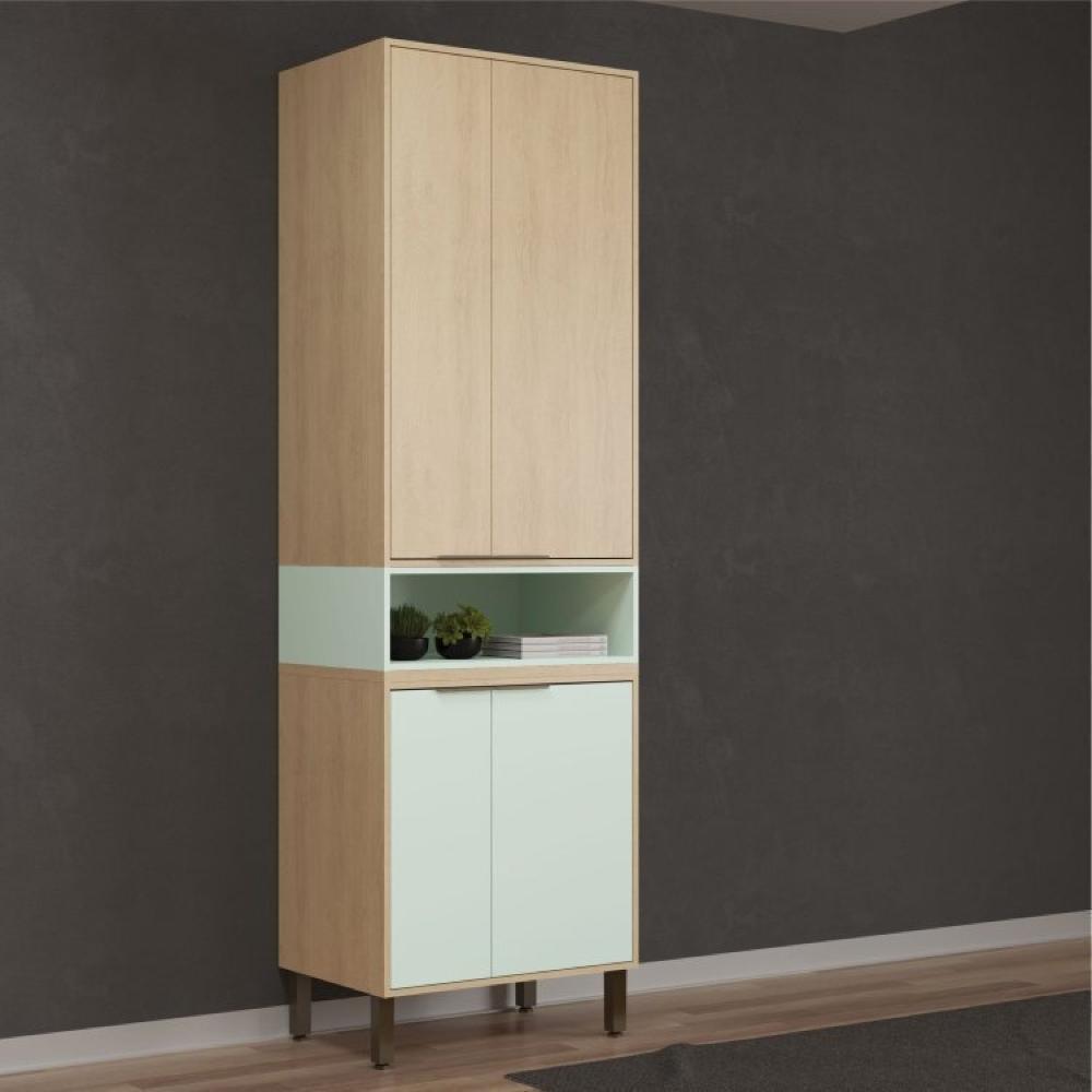 Jogo De Cozinha Modulada 5 Peças Karine Carvalho/Pistache Móveis Sul Moveis Sul Carvalho/Pistache